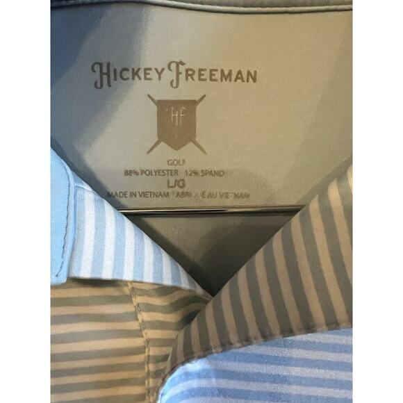 Hickey Freeman Golf Men's Large Striped Performance Polo Shirt Blue - Picture 2 of 6